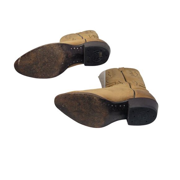 VTG‎ Mens Tony Lama Tan Leather Western Cowboy Boots Sz 9.5 Embroidered Festival - Picture 11 of 12